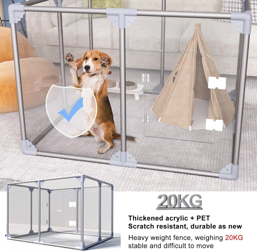 Acrylic Dog Playpen Dog Playpen Indoor Puppy Pen Pets Fence Puppies Cage 8 Panels for Puppies Dog Play Pens for Dogs Indoor