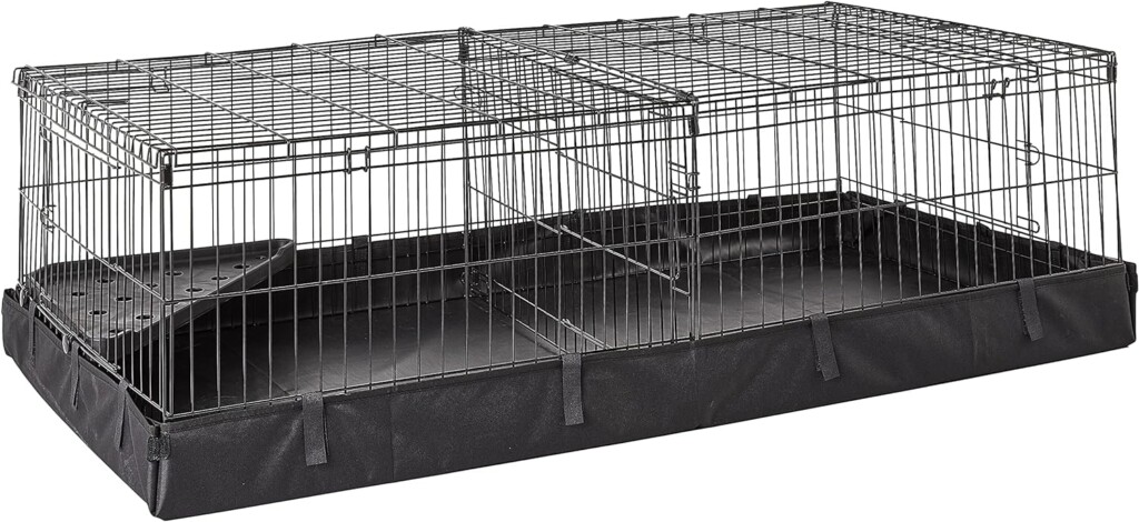 Amazon Basics Canvas Bottom Guinea Pig Pet Cage with Divider Set, Black, 47.6L x 24.2W x 14.0H