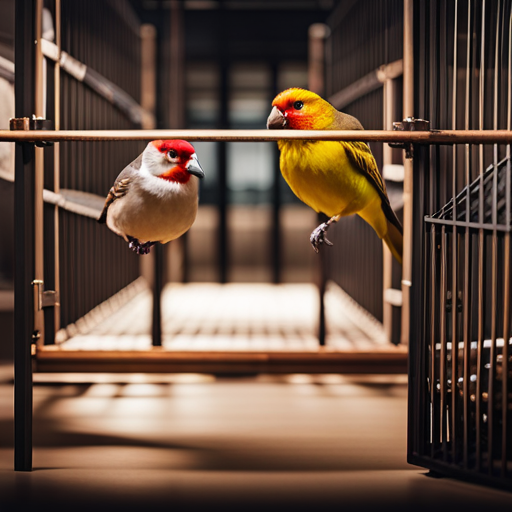 An image showcasing a spacious bird cage filled with perches, toys, and ample room for unrestricted movement