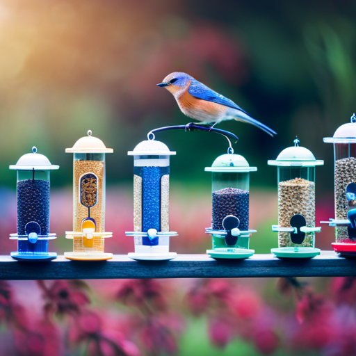 An image showcasing various sizes of blue bird feeders, highlighting their dimensions and proportions