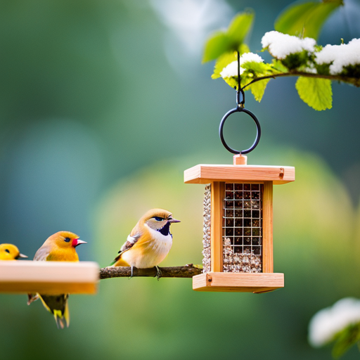 An image showcasing a variety of affordable suet bird feeders, displaying their sturdy construction, practical design, and attractive colors
