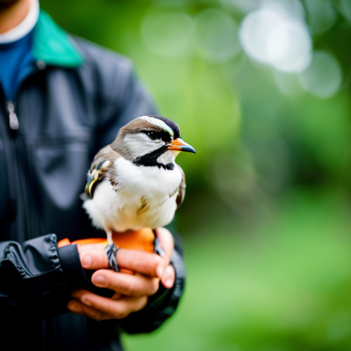 An image capturing the essence of bird-banding's future in conservation, featuring a skilled ornithologist gently releasing a banded bird into a vibrant, untouched habitat, symbolizing the crucial role of this practice in protecting avian populations
