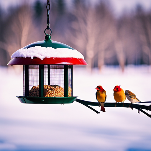 An image showcasing a variety of bird species perched on different types of bird-feeder-hangers