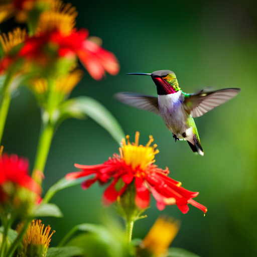 An image capturing the vibrant presence of the Anna's Hummingbird amidst a backdrop of lush, Washington State flora