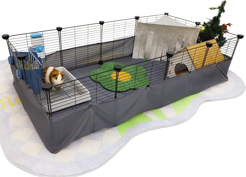 CHEGRON Guinea Pig Cages with Liner 48x24x12inch CC Small Animal Cage Pet Puppy Dog Playpen Indoor Rabbit Chinchilla Hedgehog Habitat Fence DIY 12PCS Metal Grids with Bottom