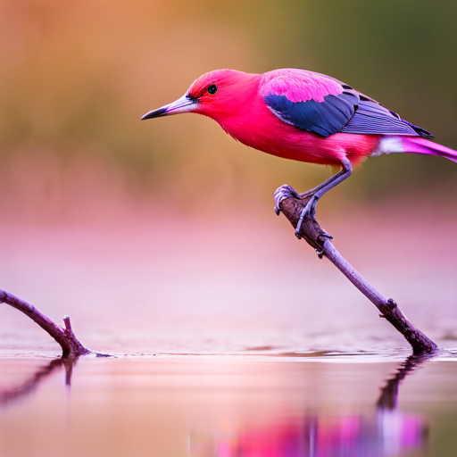An image capturing the vivid colors of pink birds, gracefully wading through wetland ecosystems