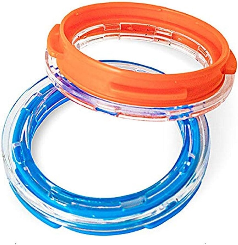 Ferplast Hamster Cage Play Tube | Two-Piece Spare Tube Plastic Connection Ring Piece, 2.4 Inch Diameter, Blue and Orange