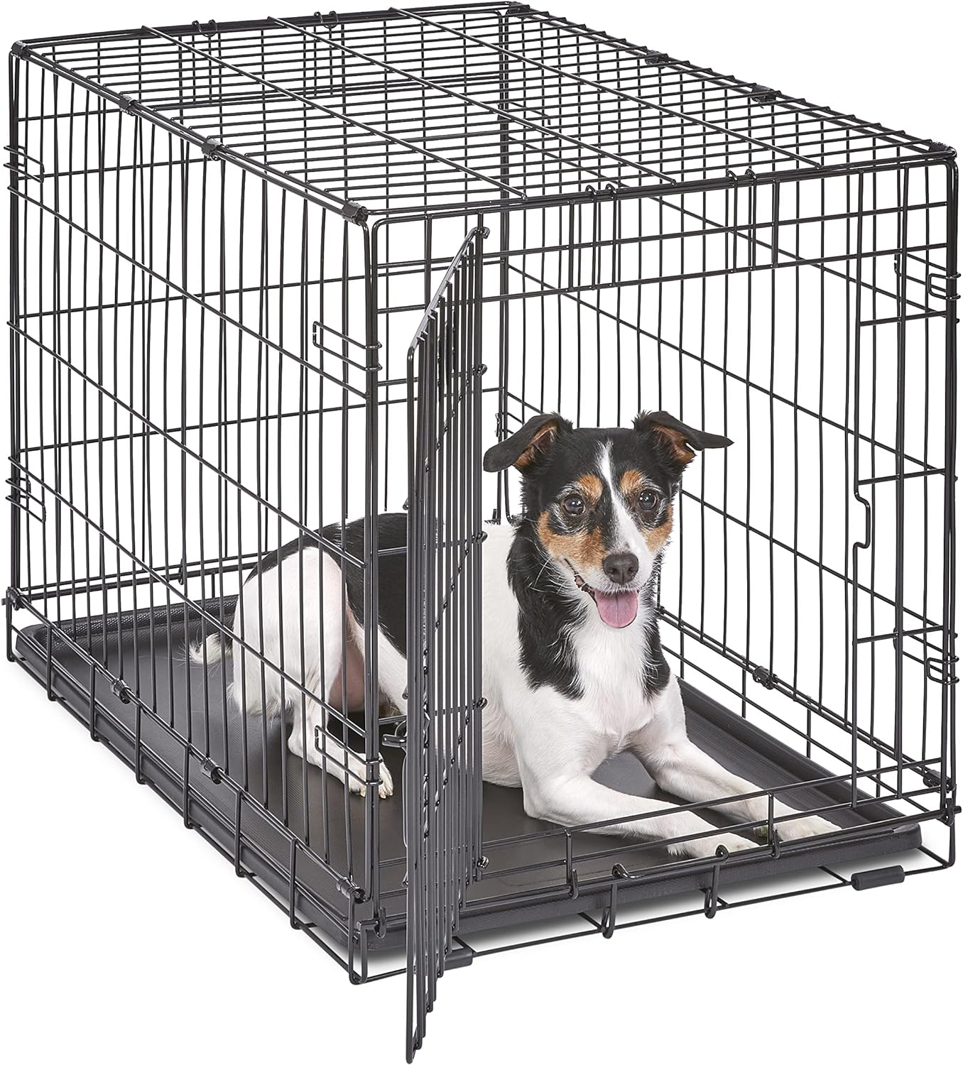 MidWest Homes for Pets Newly Enhanced Single Door iCrate Dog Crate, Includes Leak-Proof Pan, Floor Protecting Feet , Divider Pane l  New Patented Features