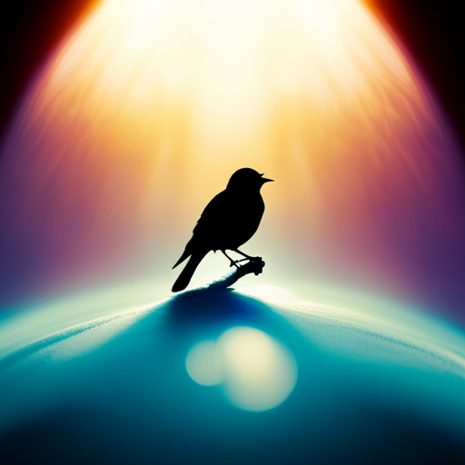 An image depicting silhouettes of various bird species, with Chuck in the center, shrouded in darkness and emitting a vibrant aura of mystery