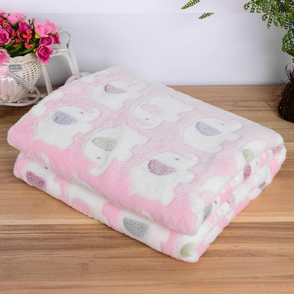 SONGBIRDTH Cat Winter Thick Blanket Pet Super Soft Elephant Pattern Coral Fleece Cartoon Style Washable Dog Puppy Throw Cage Sleeping Thickened Blue XS