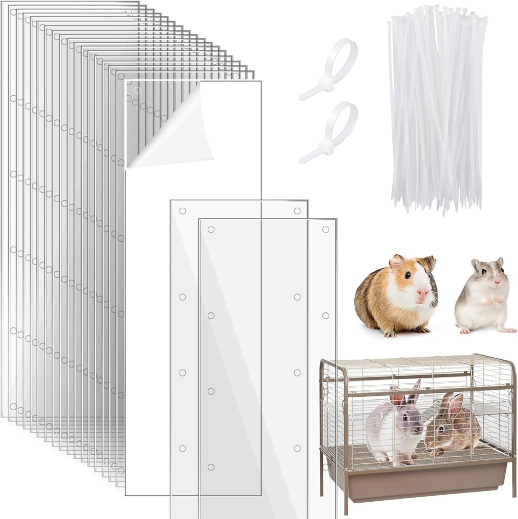 UNIFAMILY 20Pcs Plastic Pet Cage Liner 14”×4.5” Cage Side Urine Barrier, Pet Cage Urine Guard, Scatter Guards for Critter Nation Cage Flexible Clear Sheet Cage Edge Liners