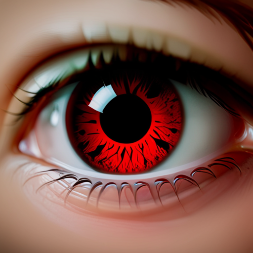 An image showcasing a close-up view of bloodshot eyes, surrounded by a tear-filled haze