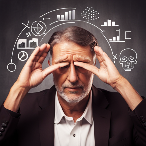 An image featuring a person with their hand covering their eyes, surrounded by various medical symbols and diagrams, representing the complexity of underlying health conditions that may cause eye discomfort when looking around