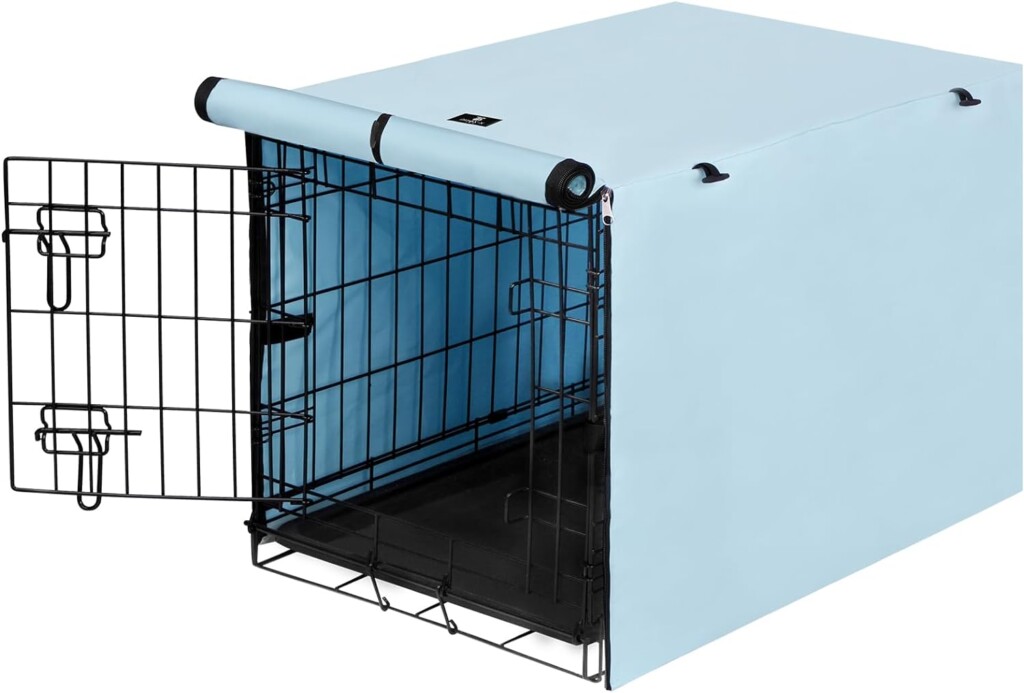 X-ZONE PET Double Door Dog Crate Cover - Polyester Pet Kennel Cover Fits 36 inches Wire Dog Cage Blue