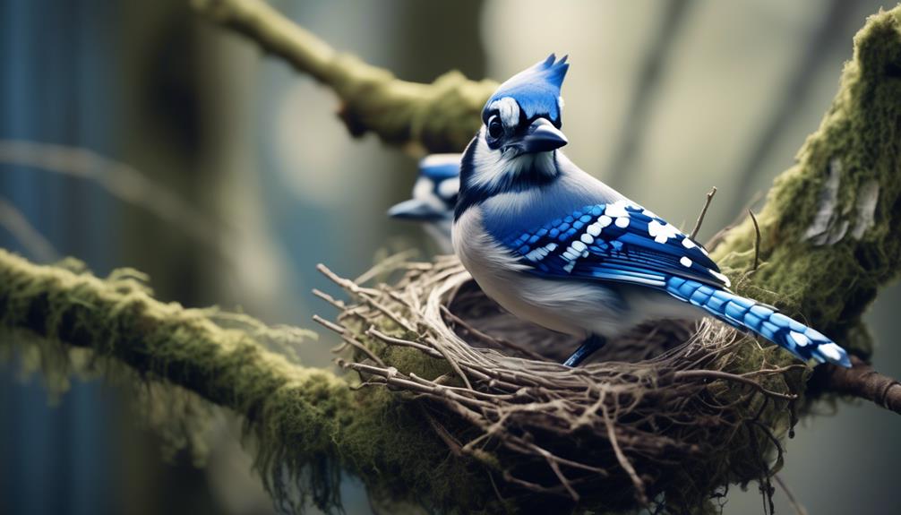 detailed blue jay nest building