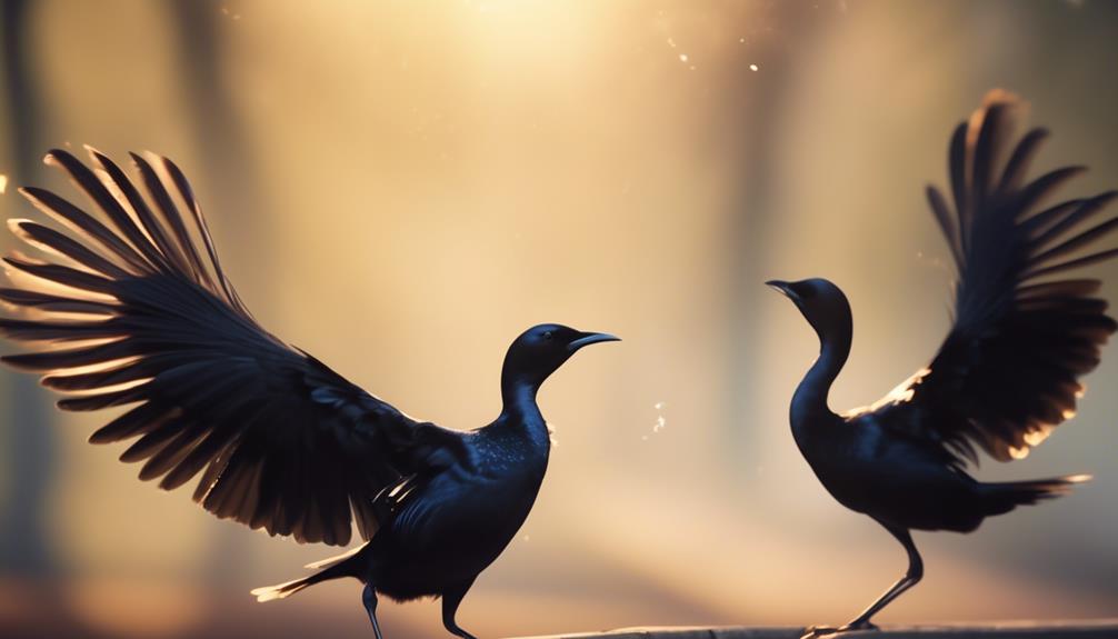 elaborate courtship displays of black birds