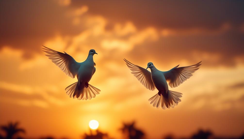 symbolic doves in full view