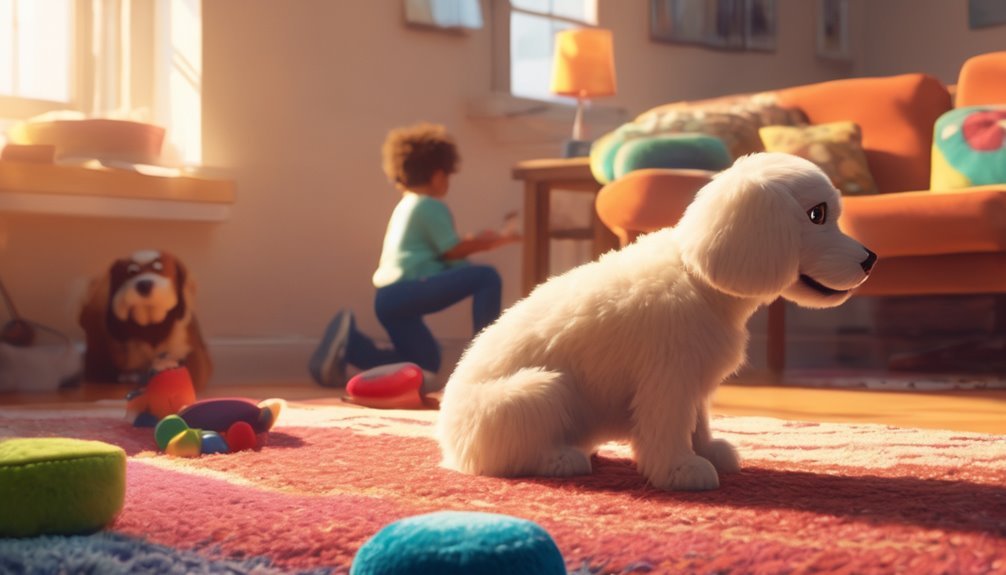 welcoming dog home gently